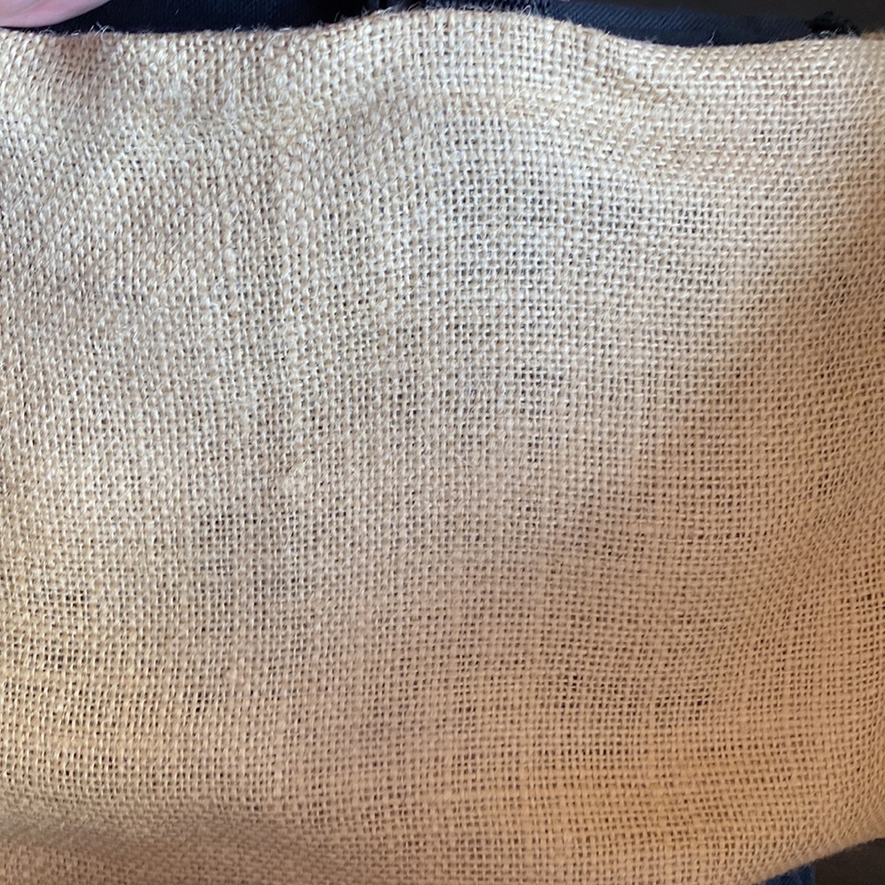 NWOT Clutch Crossbody 46” Braided Strap Burlap and Black Denim Bag Turtle Button - Picture 12 of 16
